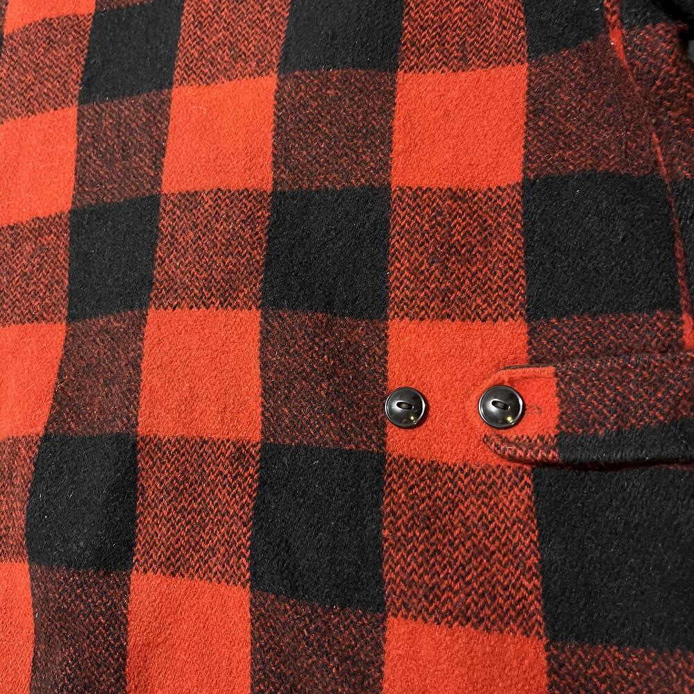 Vintage Melton Mackinaw 50s Jacket Mens Medium Red Black Buffalo Plaid Wool Zip - Picture 14 of 14